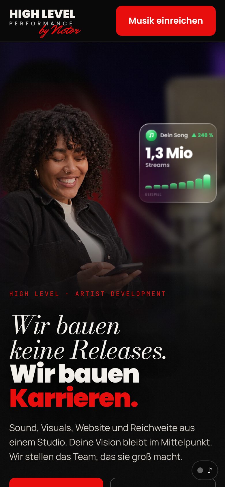 Dieselbe Website auf dem Handy
