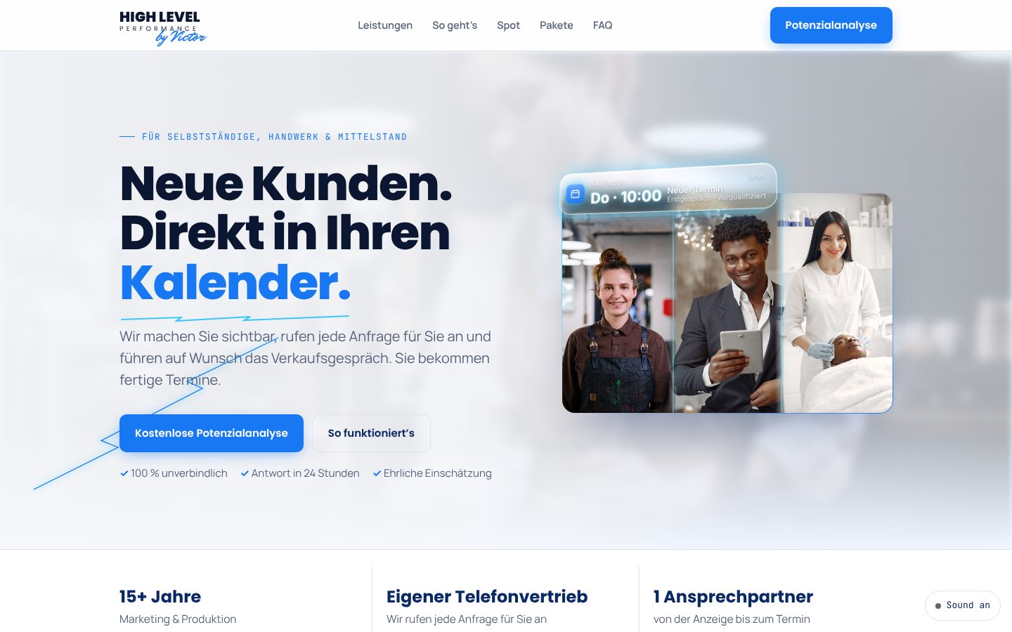 Beispiel-Website von High Level Performance auf dem Laptop